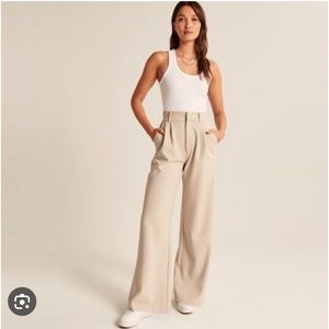 Abercrombie Tailored Wide Leg Pants Beige